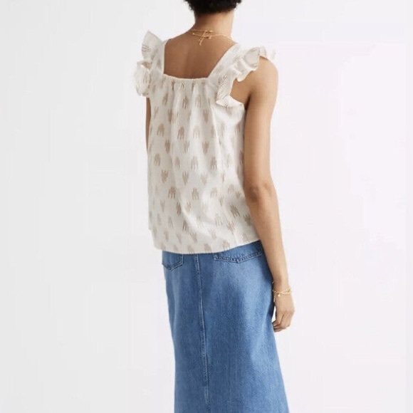 Madewell ikat print ruffled sleeve Top M - Picture 2 of 7